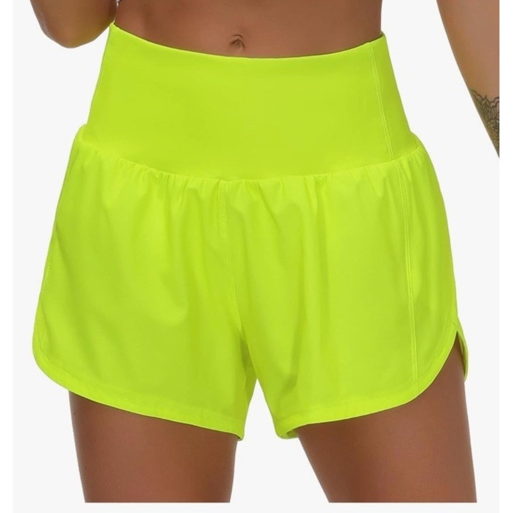 Womens High Waisted Running Shorts Quick Dry Athletic Workout Shorts Size L